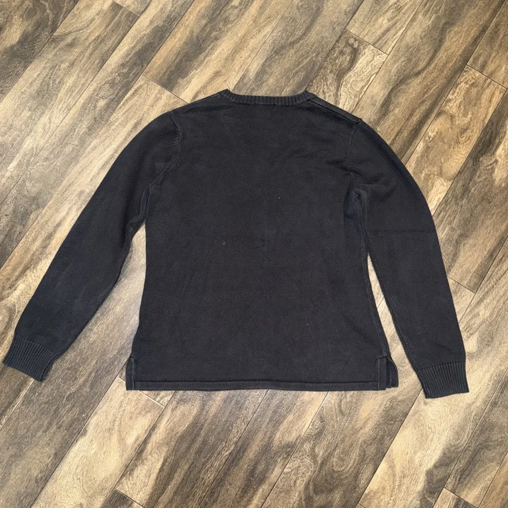 Eddie Bauer‎ V-Neck Pullover Sweater Long-sleeve Black Women's Size L